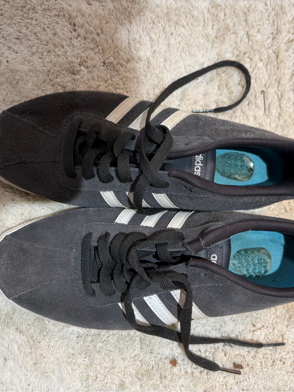 adidas Men's Black Suede Sneakers with White Stripes